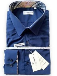 Chemise bleu marine slim col fantaisie Bill Tornade