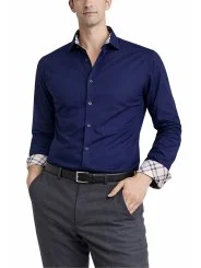 Chemise bleu marine slim col fantaisie Bill Tornade