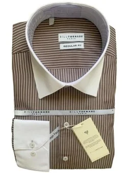 Chemise col blanc à rayures...