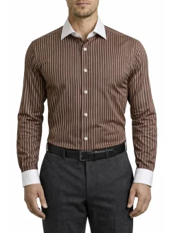 Chemise col blanc à rayures...