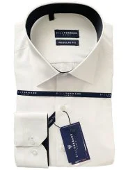 Chemise blanche à liseré bleu marine