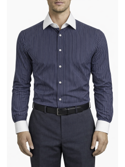 Chemise col blanc à rayures...