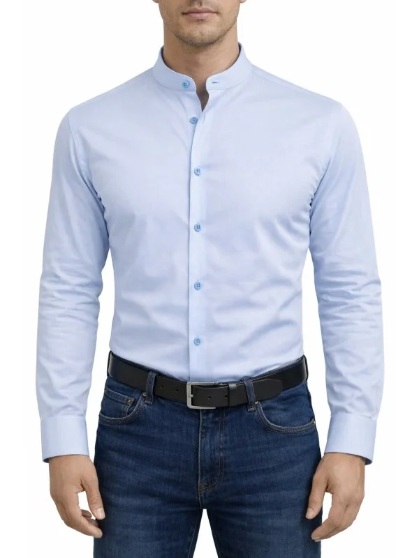 Chemise bleu ciel col mao Bill Tornade