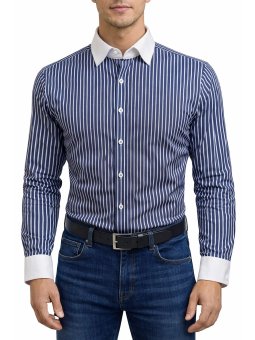 Chemise bleu marine à...