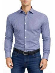 Chemise blanche à rayures bleues Régular Bill Tornade