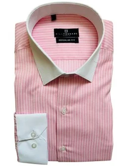 Chemise rose à rayures col...
