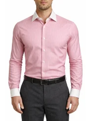 Chemise rose à rayures col blanc Bill Tornade