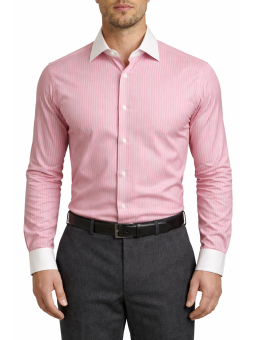 chemise rose à rayures col...