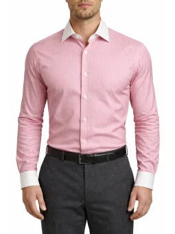 Chemise rose à rayures col...