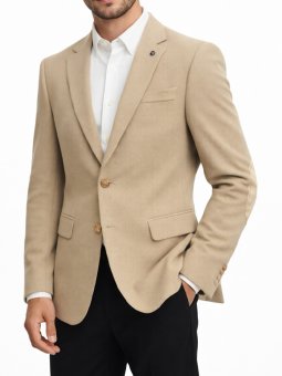 Blazer beige à coudières...