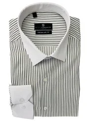Chemise blanche à fines rayures noires col blanc Bill Tornade