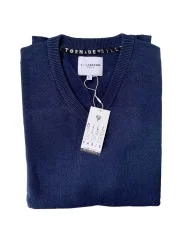 Pull col V bleu foncé Bill Tornade