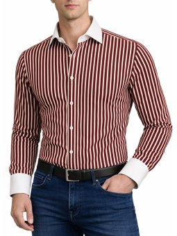 Chemise bordeaux à rayures...