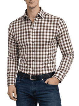 Chemise homme marron à...