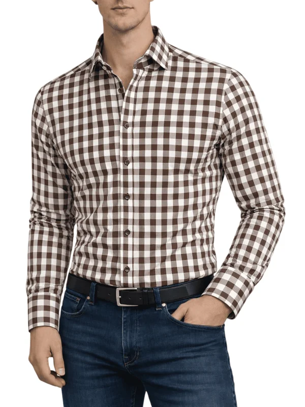 Chemise homme marron à carreaux Bill Tornade