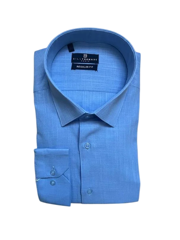 Chemise bleu coton Régular Bill Tornade