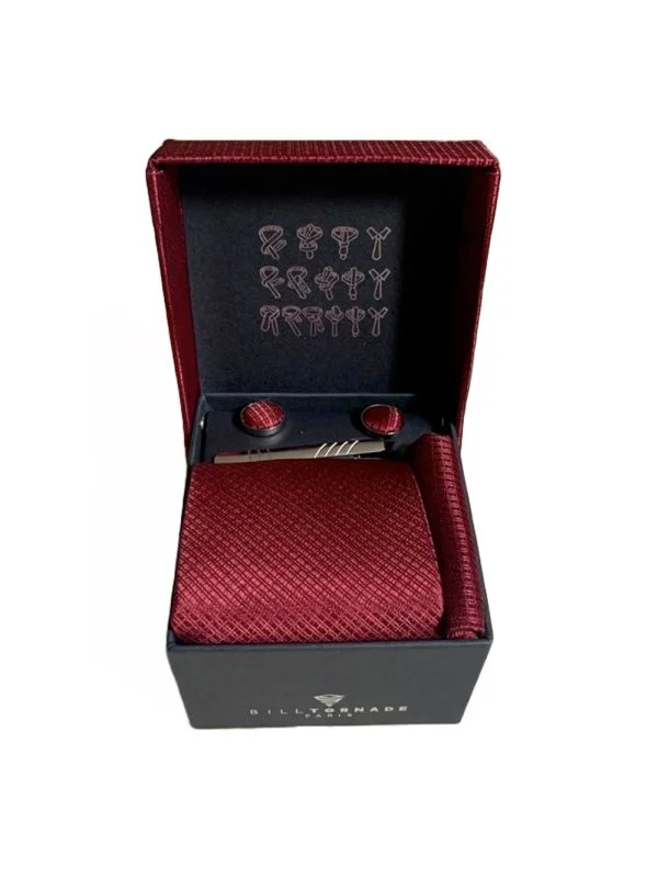 Coffret cravate rouge bordeaux Bill Tornade