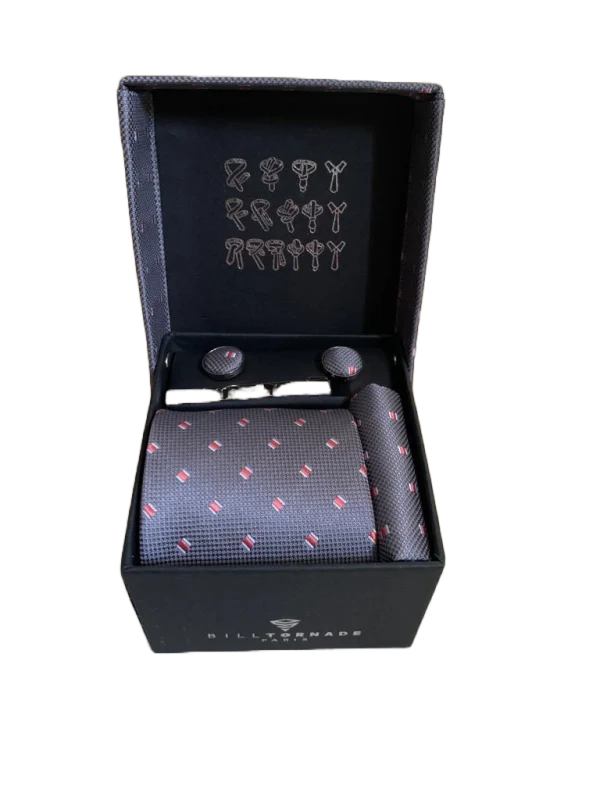 Coffret cravate grise fantaisie 01 Bill Tornade