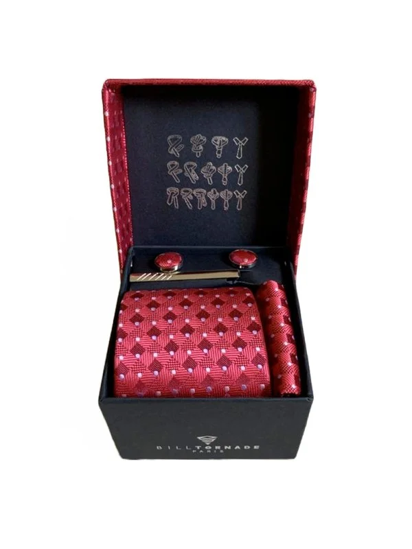 Coffret cravate rouge fantaisie 02 Bill Tornade