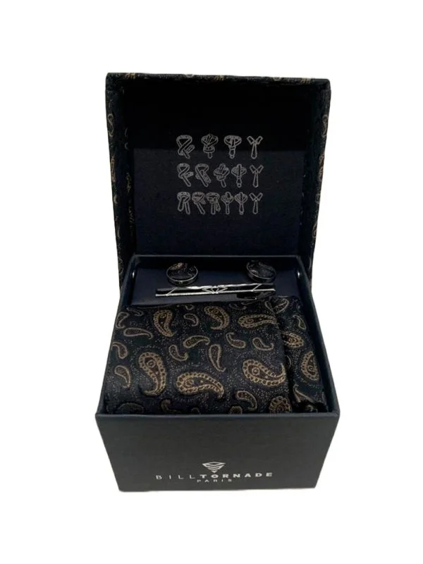 Coffret cravate noire/marron fantaisie Bill Tornade