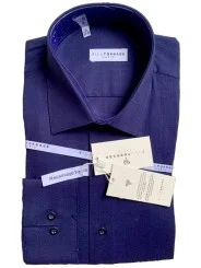 Chemise bleu marine coton slim Bill Tornade