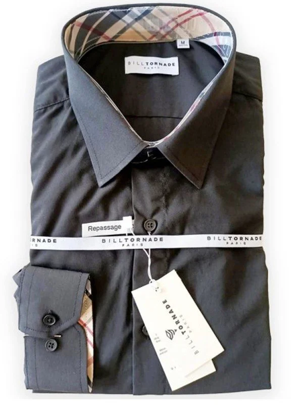 Chemise noire slim col fantaisie Bill Tornade