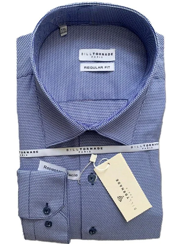 Chemise bleue à carreaux Régular Bill Tornade