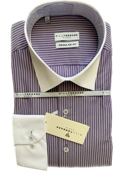 Chemise col blanc à rayures...